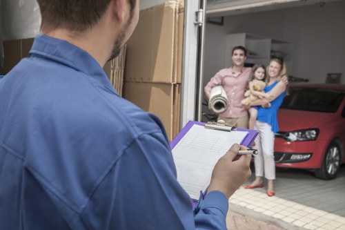 Professional removals truck and packed boxes in Wandsworth