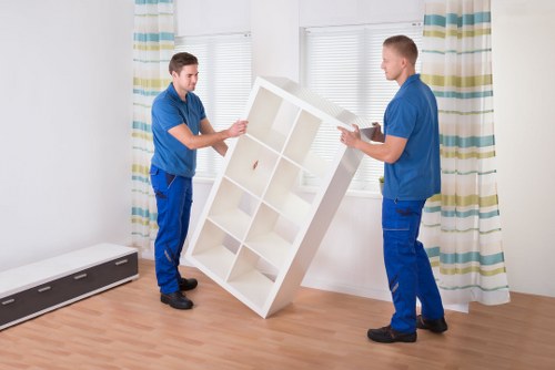 Furniture and boxes organised for removals and storage